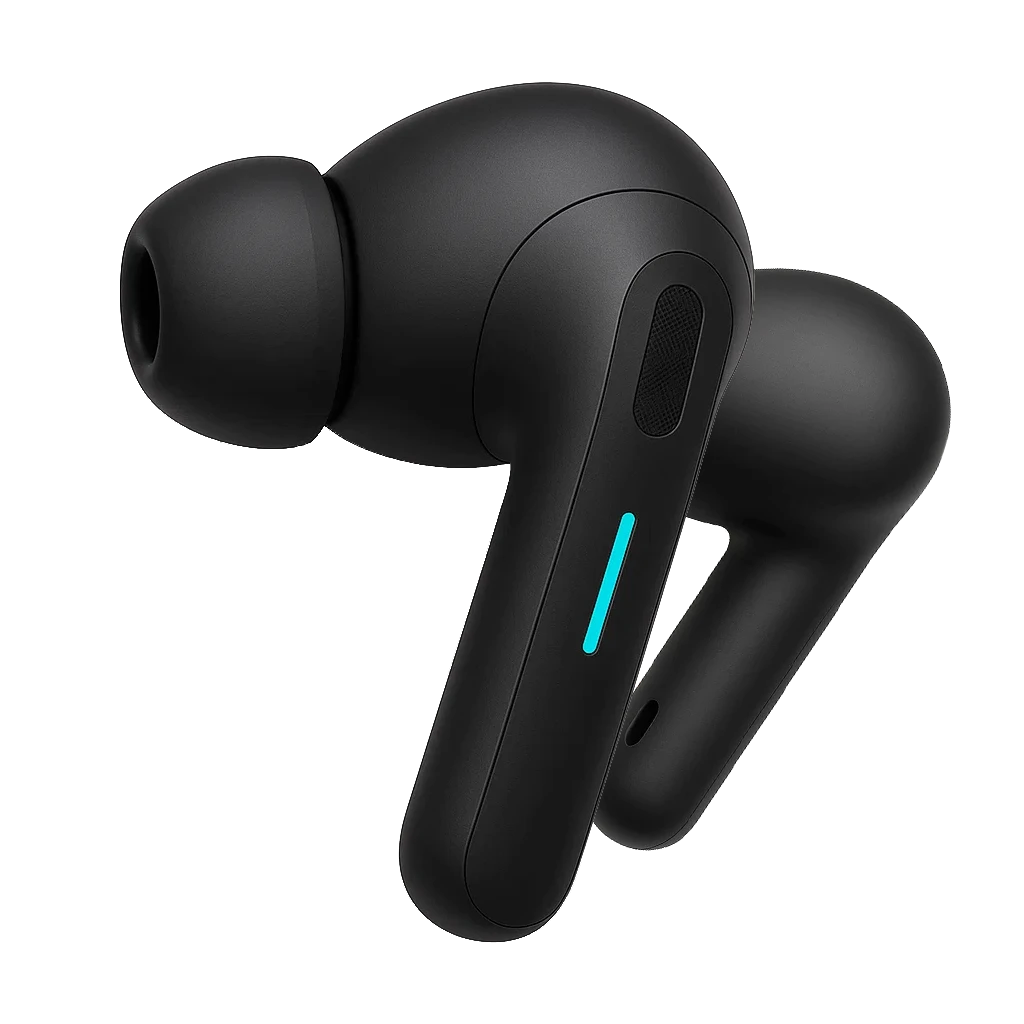 Image des écouteurs sans leur boitier, de couleur noir